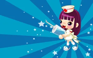 Adorable Cartoon Nurse Displaying Compassionate Care Wallpaper