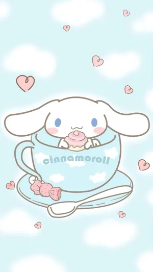 Adorable Cinnamoroll Lounging On Clouds In The Sky Wallpaper