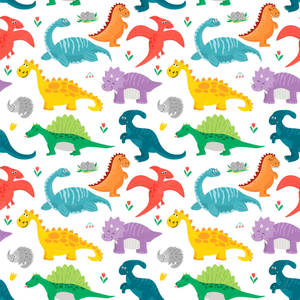 Adorable Dinosaur Pattern Wallpaper