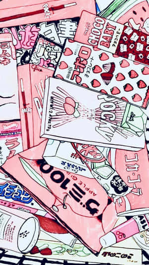 Adorable Kawaii Japanese Character Enjoying Cherry Blossoms Wallpaper