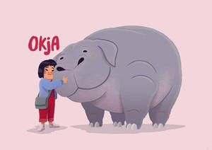 Adorable Okja Pink Art Wallpaper