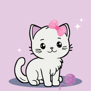 Adorable Pink Bow Kitten Wallpaper