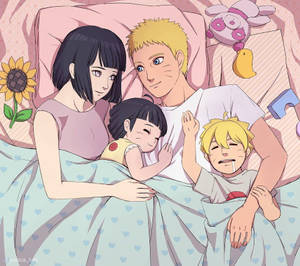 Adorable Uzumaki Clan In Bed Wallpaper