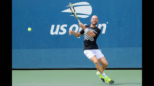 Adrian Mannarino In Action At The Us Open 2020 Wallpaper