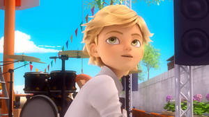 Adrien Agreste Near Drums Wallpaper