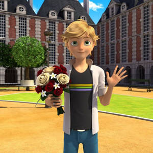 Adrien Agreste With Bouquet Wallpaper