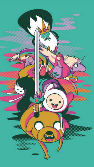 Adventure Time Finn And Jake Vaporwave Art Wallpaper