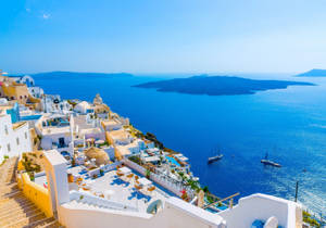 Aegean Sea In Santorini, Greece Wallpaper