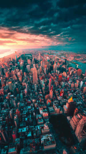 Aerial City Sunset Iphone Wallpaper