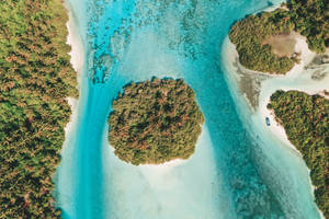 Aerial Photo Of Beautiful Blue Water Wallpaper