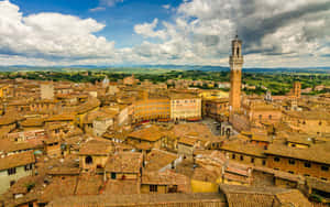 Aerial View Of Brick Houses In Siena Wallpaper