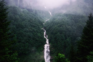 Aerial View Of Long Waterfall Wallpaper