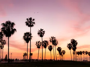 Aerial View Of Sunset In Los Angeles Wallpaper