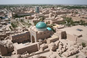 Aerial View Of The Majestic Blue Dome In Khiva Wallpaper
