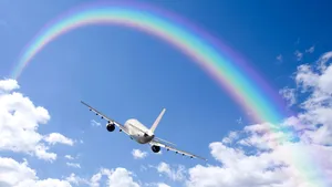 Aeroplane Rainbow Sky Wallpaper