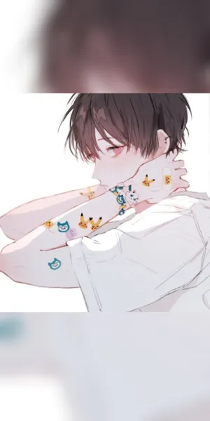 Aesthetic Anime Boy Cat Stickers Wallpaper