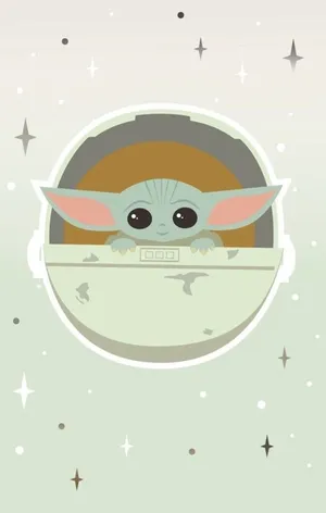 Aesthetic Baby Yoda Cartoon Wallpaper
