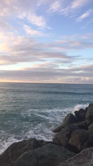 Aesthetic Beach Big Rocks Wallpaper