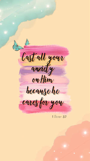 Aesthetic Bible Verse Peter 5:7 Wallpaper