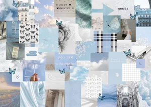 Aesthetic Blue Collage With Sky Theme Wallpaper