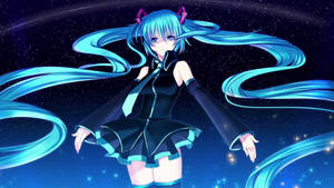 Aesthetic Blue Hatsune Miku Illustration Wallpaper