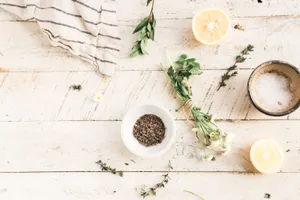 Aesthetic Bowl Of Spices With Bouquet Garni Herbs Wallpaper