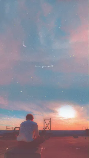 Aesthetic Bts Rm Pink Sunset Wallpaper