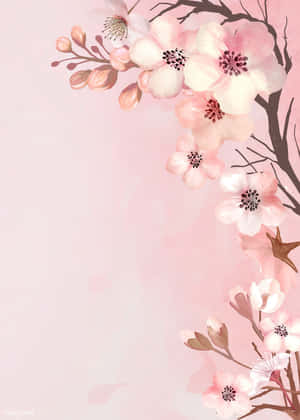 Aesthetic Cherry Blossom On Sides Wallpaper