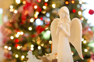 Aesthetic Christmas White Angel Laptop Wallpaper