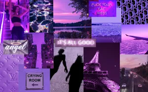 Aesthetic Chromebook Purple Collage Wallpaper