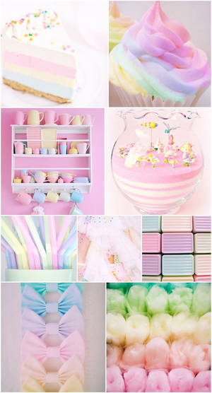 Aesthetic Collage Of Pastel Rainbow Things Wallpaper