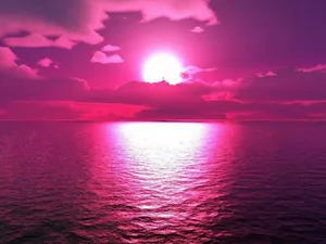 Aesthetic Dark Pink Ocean Sunset Wallpaper