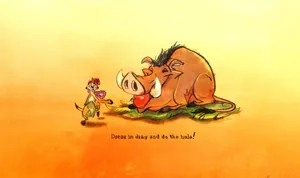Aesthetic Depiction Of The Beloved Characters From Disney's The Lion King Wallpaper