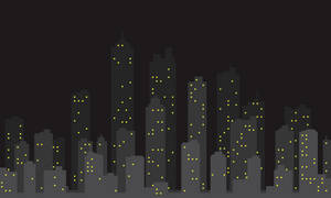 Aesthetic Desktop Night City Vector Wallpaper