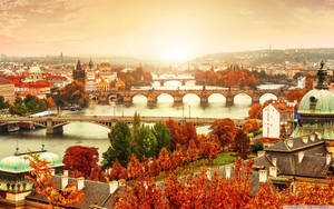 Aesthetic Fall In Prague Wallpaper