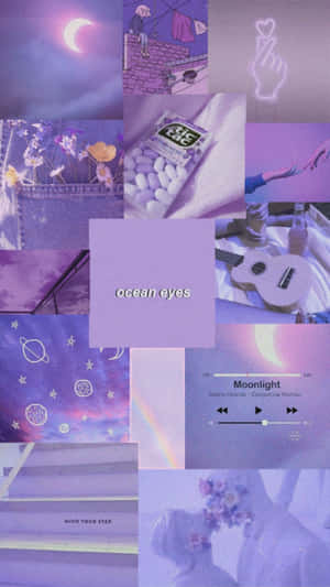 Aesthetic Grid Collage Purple Pastel Iphone Wallpaper