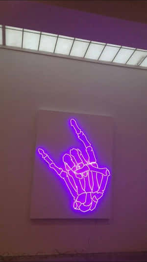 Aesthetic Grunge Purple Neon Rock N Roll Signs Wallpaper