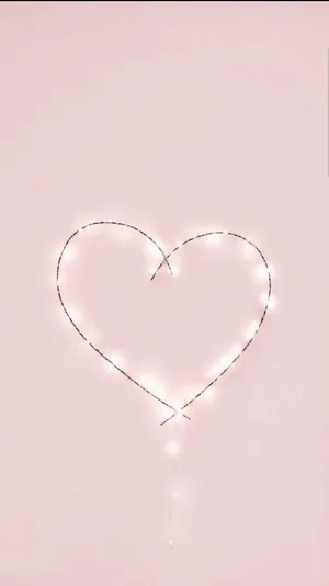 Aesthetic Heart String Lights Wallpaper