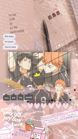 Aesthetic Hinata And Kageyama Haikyuu Romantic Wallpaper