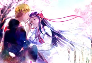 Aesthetic Hinata And Naruto In Robes Wallpaper