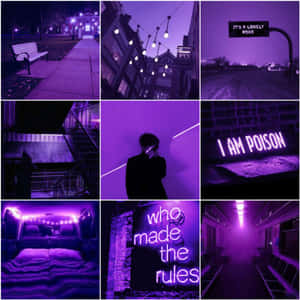 Aesthetic Instagram Neon Violet Collage Wallpaper