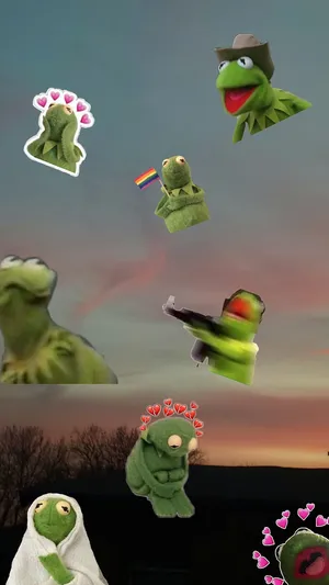 Aesthetic Kermit Sunset Stickers Wallpaper