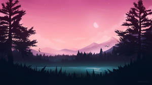 Aesthetic Landscape Forest Silhouette Wallpaper