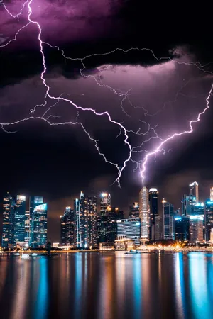 Aesthetic Lightning City Building Mobile Wallpaper