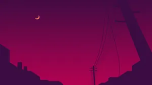 Aesthetic Moon Above The Power Lines Wallpaper