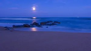 Aesthetic Ocean Beach During Evening Wallpaper