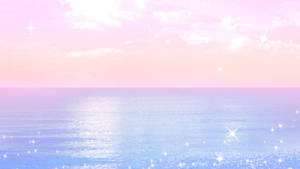 Aesthetic Ocean In Cute Pastel Colors Wallpaper