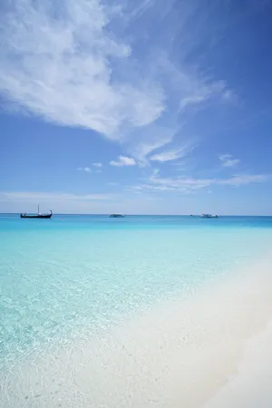 Aesthetic Ocean With Boats Wallpaper