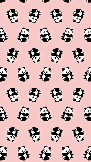 Aesthetic Panda Pink Pattern Wallpaper