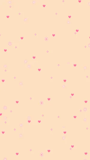 Aesthetic Peach Pink Tiny Hearts Wallpaper